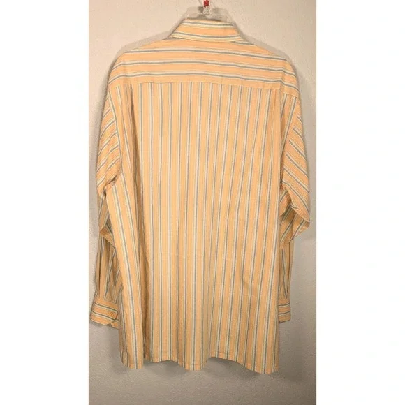 Guy Laroche Vintage Orange Stripe 17 1/2 34/35 XL Button Front Men's Shirt - Picture 3 of 3